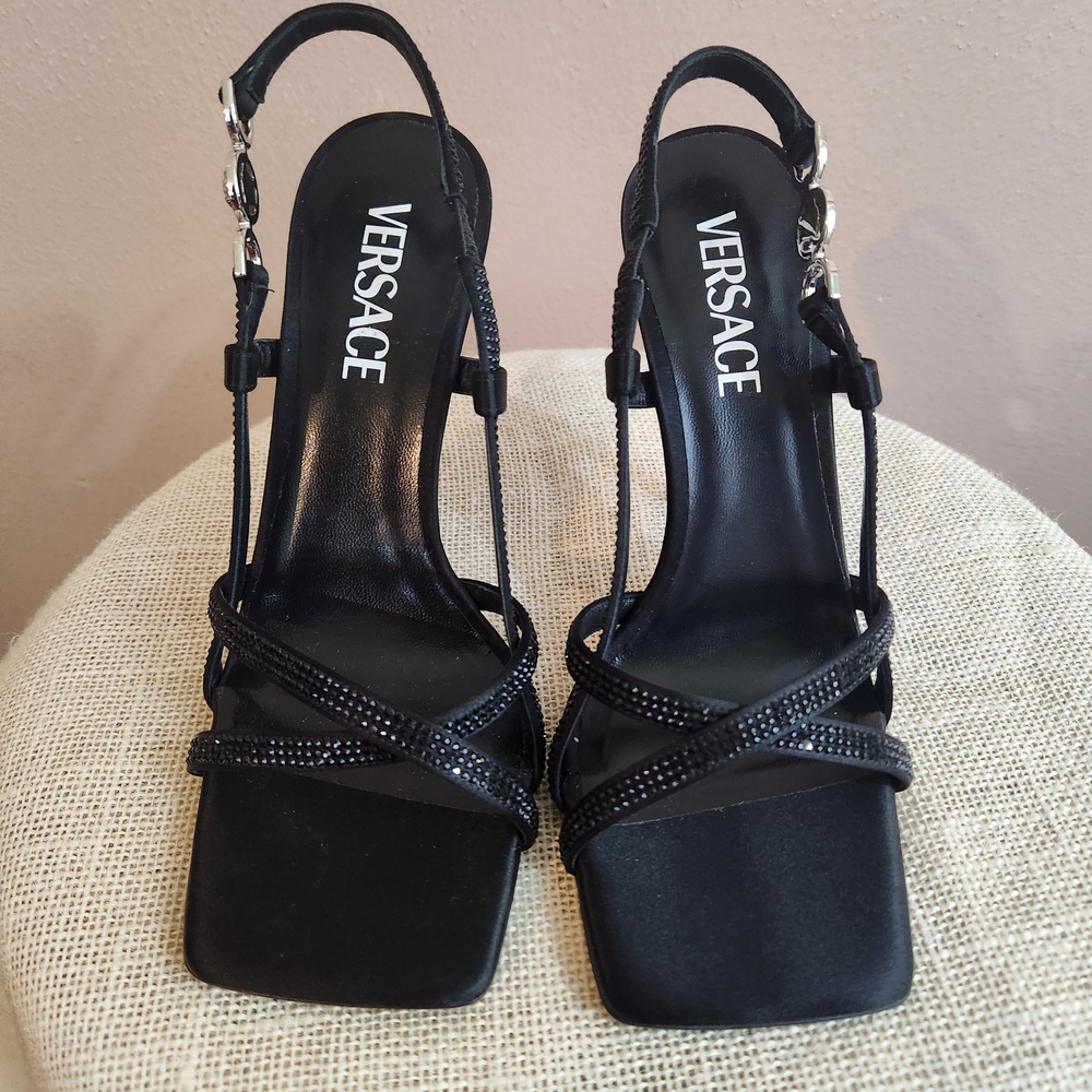 Versace Black Strappy Women's Heels